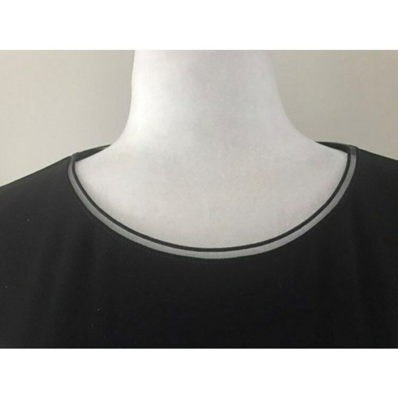 JOSEPH RIBKOFF Long Sleeve Top Blouse Size 16 Black Nylon Trim Neck and Cuffs - Picture 3 of 7
